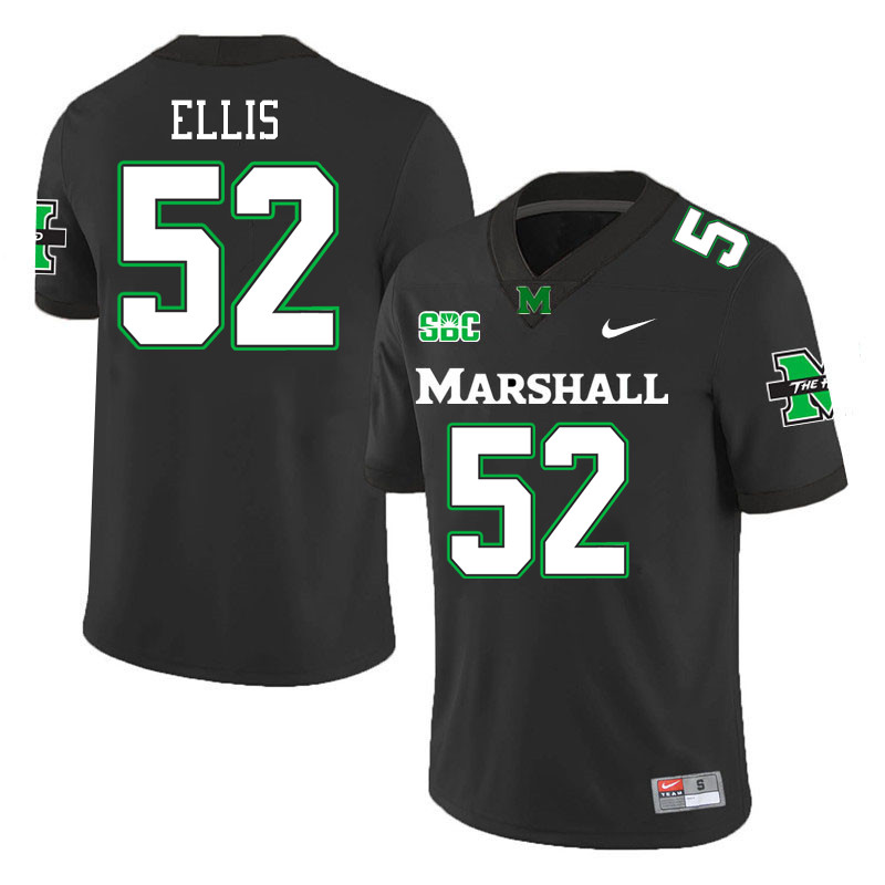 Men #52 Elijah Ellis Marshall Thundering Herd SBC Conference College Football Jerseys Stitched-Black